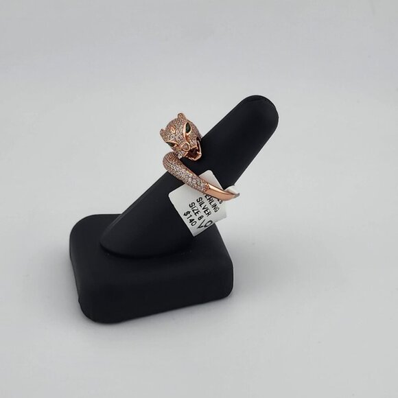 LAST ONE Fierce & Stylish: Panther Ring in 925 Silver with CZ Stones - Picture 9 of 14